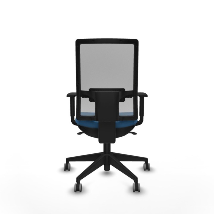 Horna sincro malla gris similpiel azul claro brazos 1D base piramidal  ruedas 65mm engomadas