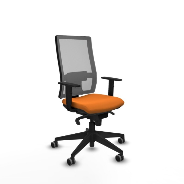 Horna sincro malla gris similpiel naranja brazos 1D base piramidal  ruedas 65mm engomadas