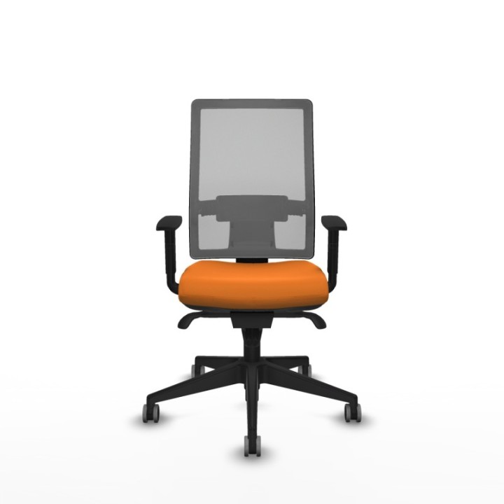 Horna sincro malla gris similpiel naranja brazos 1D base piramidal  ruedas 65mm engomadas