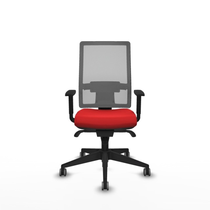 Horna sincro malla gris similpiel rojo brazos 1D base piramidal  ruedas 65mm engomadas