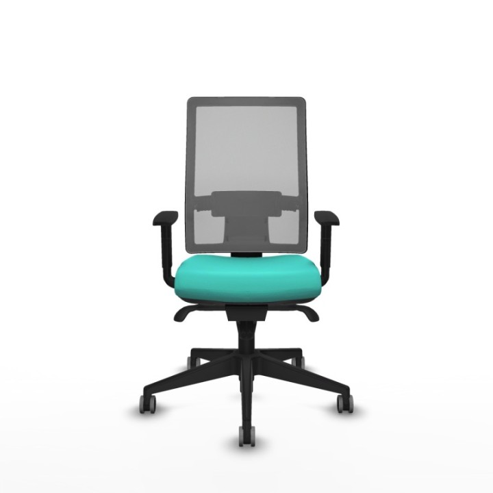 Horna sincro malla gris similpiel turquesa brazos 1D base piramidal  ruedas 65mm engomadas