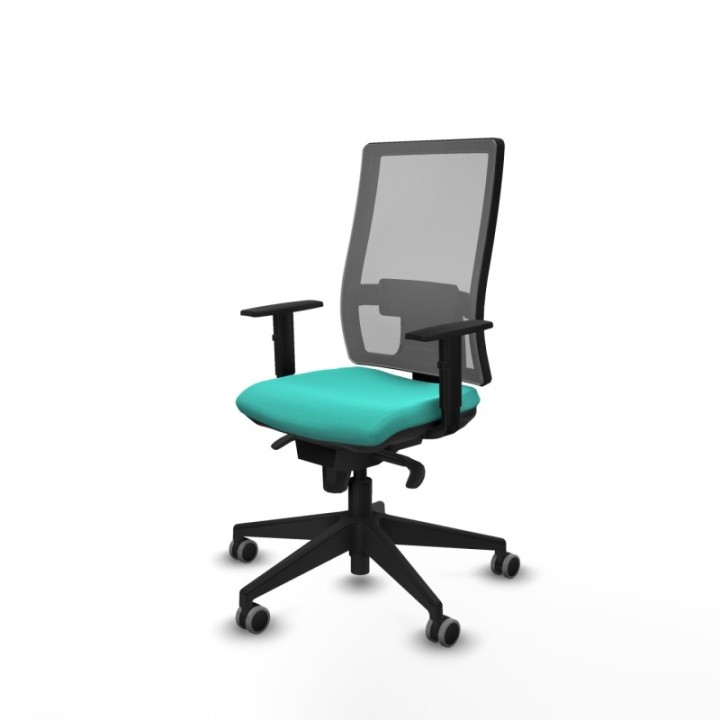 Horna sincro malla gris similpiel turquesa brazos 1D base piramidal  ruedas 65mm engomadas