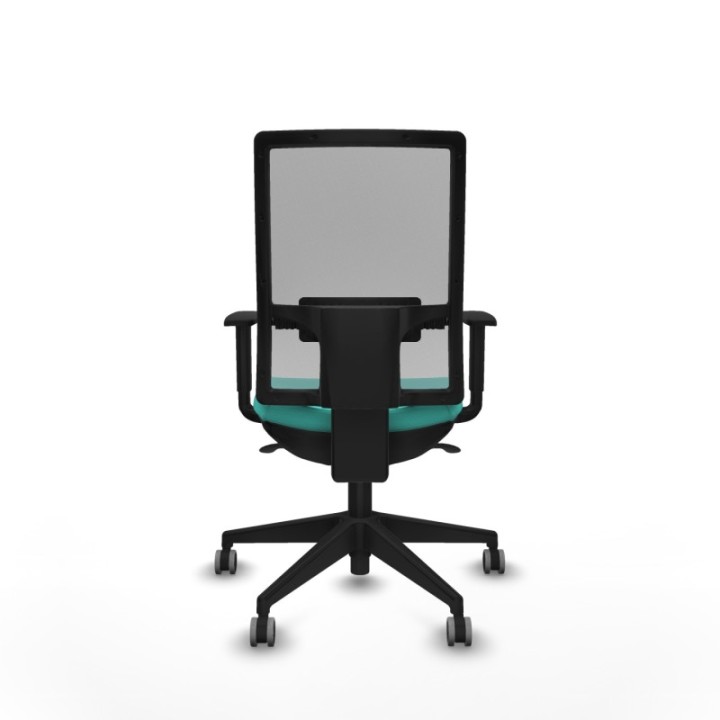 Horna sincro malla gris similpiel turquesa brazos 1D base piramidal  ruedas 65mm engomadas