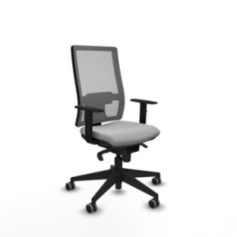 Horna sincro malla gris similpiel gris claro brazos 1D base piramidal  ruedas 65mm engomadas