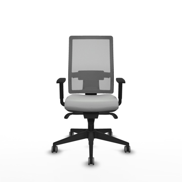 Horna sincro malla gris similpiel gris claro brazos 1D base piramidal  ruedas 65mm engomadas