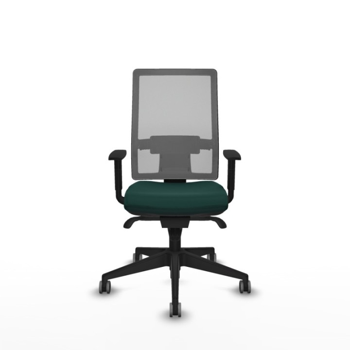 Horna sincro malla gris similpiel verde botella brazos 1D base piramidal  ruedas 65mm engomadas