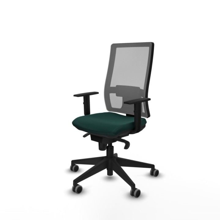 Horna sincro malla gris similpiel verde botella brazos 1D base piramidal  ruedas 65mm engomadas