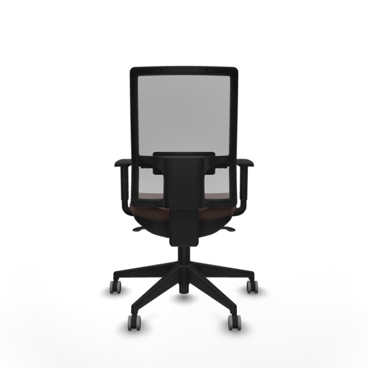 Horna sincro malla gris similpiel marrón oscuro brazos 1D base piramidal  ruedas 65mm engomadas