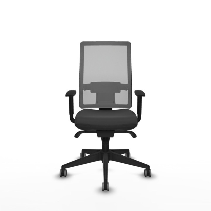 Horna sincro malla gris similpiel gris oscuro brazos 1D base piramidal  ruedas 65mm engomadas