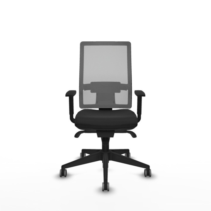 Horna sincro malla gris similpiel negro brazos 1D base piramidal  ruedas 65mm engomadas