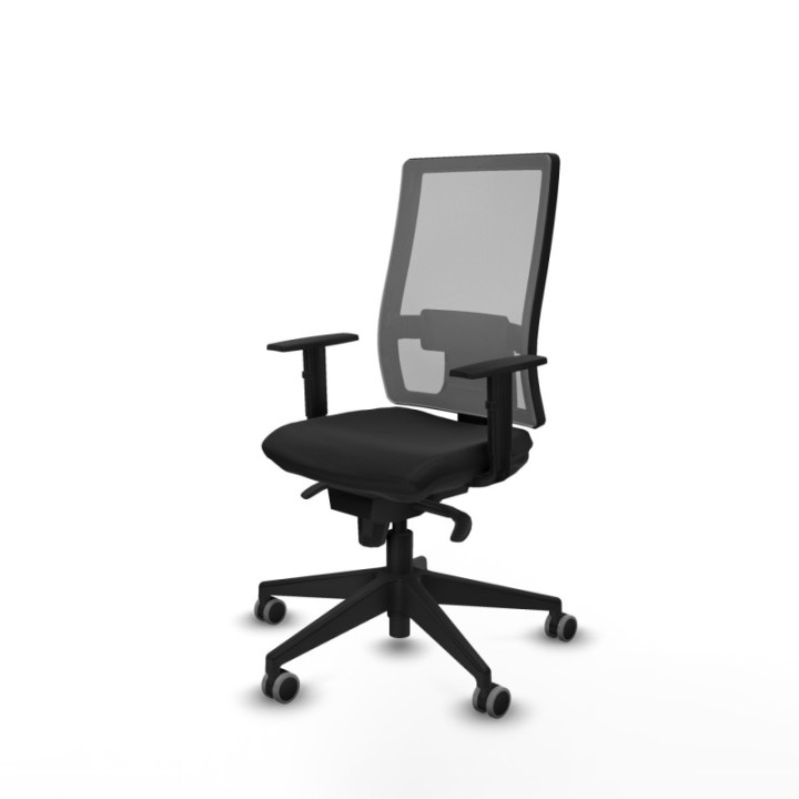 Horna sincro malla gris similpiel negro brazos 1D base piramidal  ruedas 65mm engomadas