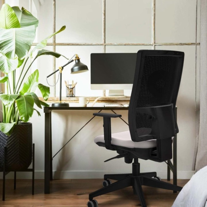 Horna sincro malla gris similpiel negro brazos 1D base piramidal  ruedas 65mm engomadas