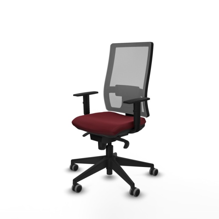 Horna sincro malla gris similpiel granate brazos 1D base piramidal  ruedas 65mm engomadas