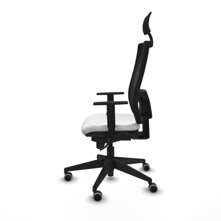 Horna sincro malla negra bali blanco brazos 1D base piramidal cabecero fijo ruedas 65mm engomadas