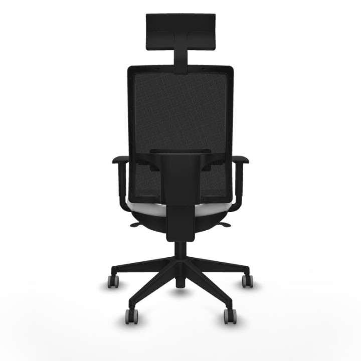 Horna sincro malla negra bali blanco brazos 1D base piramidal cabecero fijo ruedas 65mm engomadas