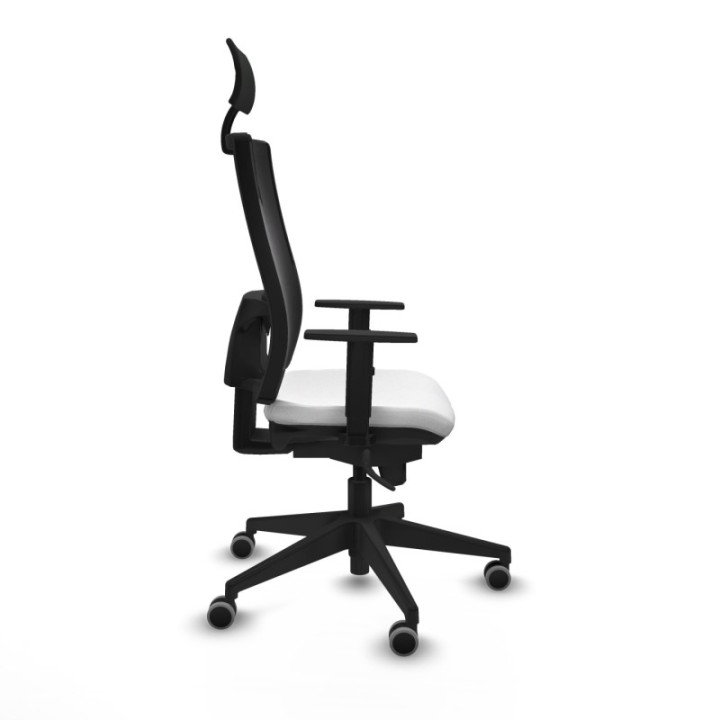 Horna sincro malla negra bali blanco brazos 1D base piramidal cabecero fijo ruedas 65mm engomadas