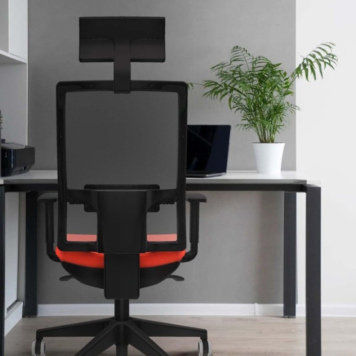 Horna sincro malla negra bali azul cielo brazos 1D base piramidal cabecero fijo ruedas 65mm engomadas