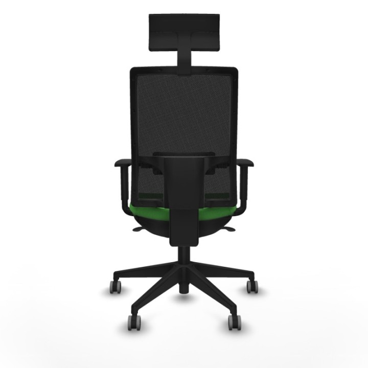 Horna sincro malla negra bali verde brazos 1D base piramidal cabecero fijo ruedas 65mm engomadas