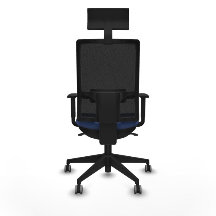 Horna sincro malla negra bali azul marino brazos 1D base piramidal cabecero fijo ruedas 65mm engomadas