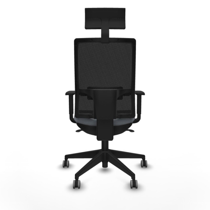 Horna sincro malla negra bali gris brazos 1D base piramidal cabecero fijo ruedas 65mm engomadas