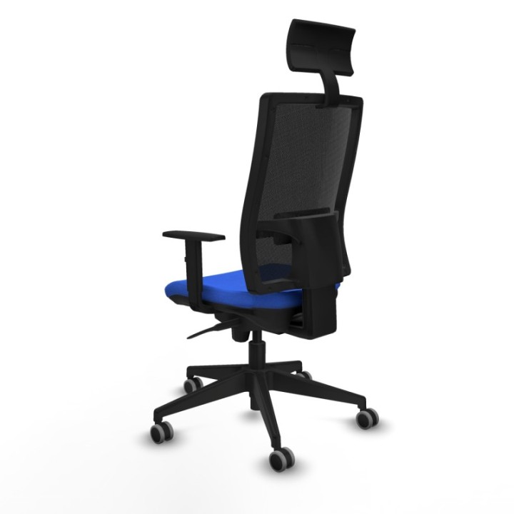 Horna sincro malla negra bali azul brazos 1D base piramidal cabecero fijo ruedas 65mm engomadas