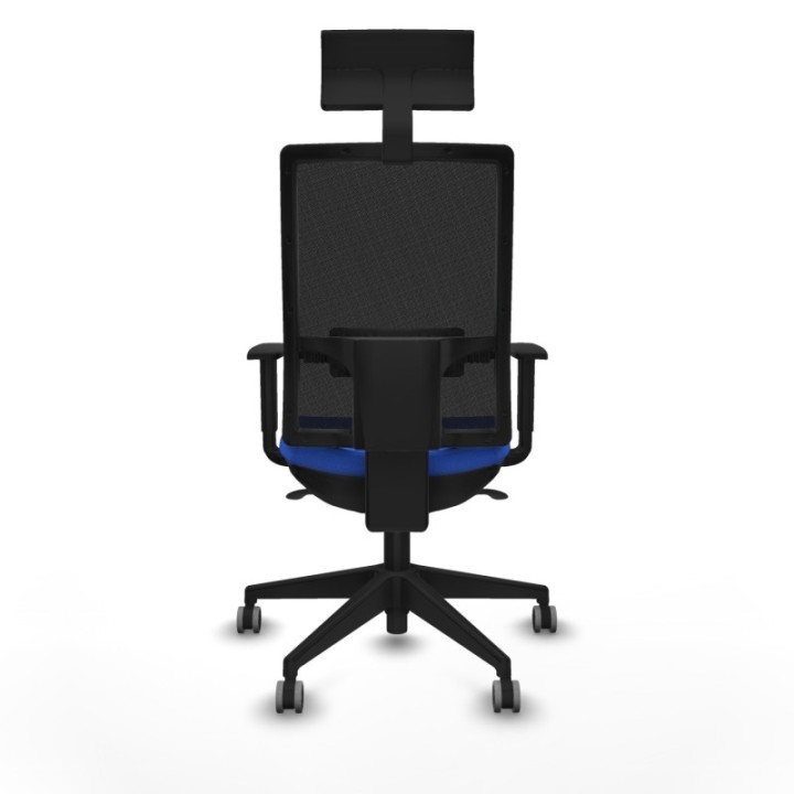 Horna sincro malla negra bali azul brazos 1D base piramidal cabecero fijo ruedas 65mm engomadas