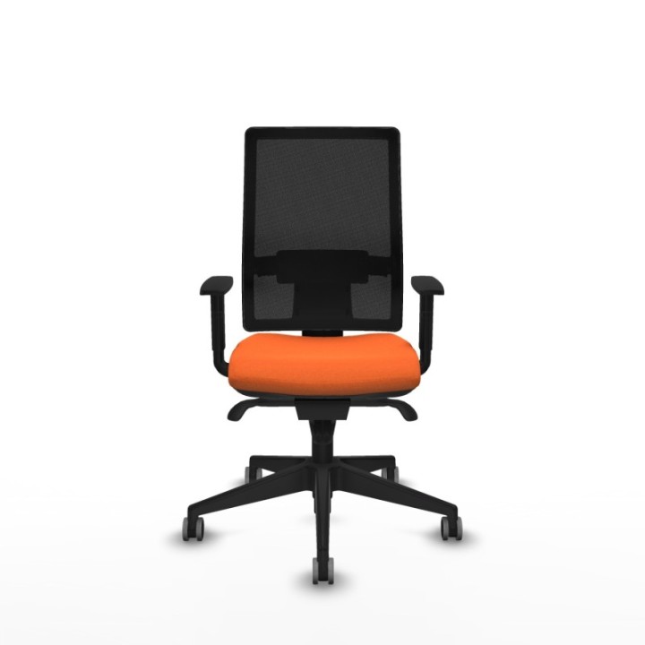 Horna sincro malla negra bali naranja brazos 1D base piramidal  ruedas 65mm engomadas