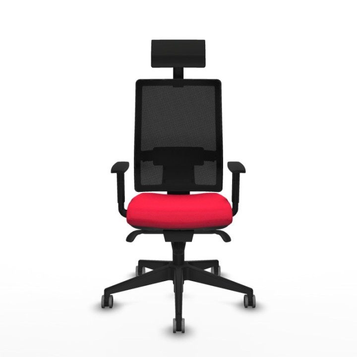 Horna sincro malla negra bali rojo brazos 1D base piramidal cabecero fijo ruedas 65mm engomadas