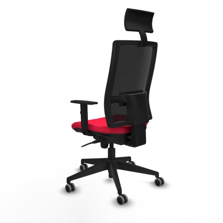 Horna sincro malla negra bali rojo brazos 1D base piramidal cabecero fijo ruedas 65mm engomadas