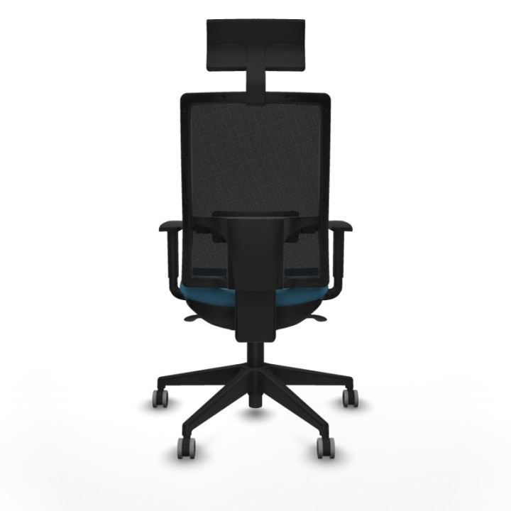 Horna sincro malla negra bali verde petroleo brazos 1D base piramidal cabecero fijo ruedas 65mm engomadas