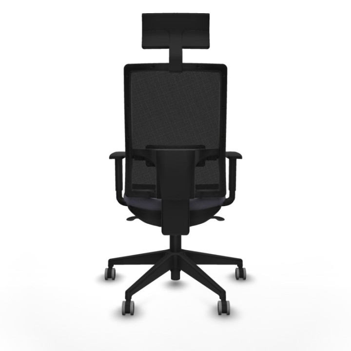 Horna sincro malla negra bali gris oscuro brazos 1D base piramidal cabecero fijo ruedas 65mm engomadas