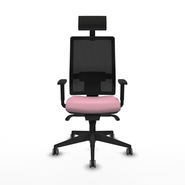 Horna sincro malla negra bali rosa brazos 1D base piramidal cabecero fijo ruedas 65mm engomadas