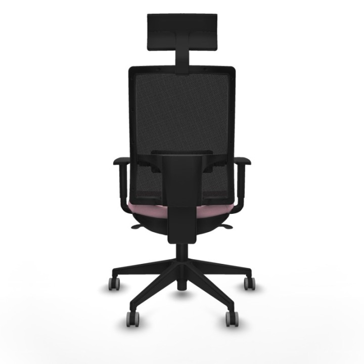 Horna sincro malla negra bali rosa brazos 1D base piramidal cabecero fijo ruedas 65mm engomadas