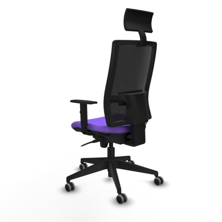 Horna sincro malla negra bali lila brazos 1D base piramidal cabecero fijo ruedas 65mm engomadas