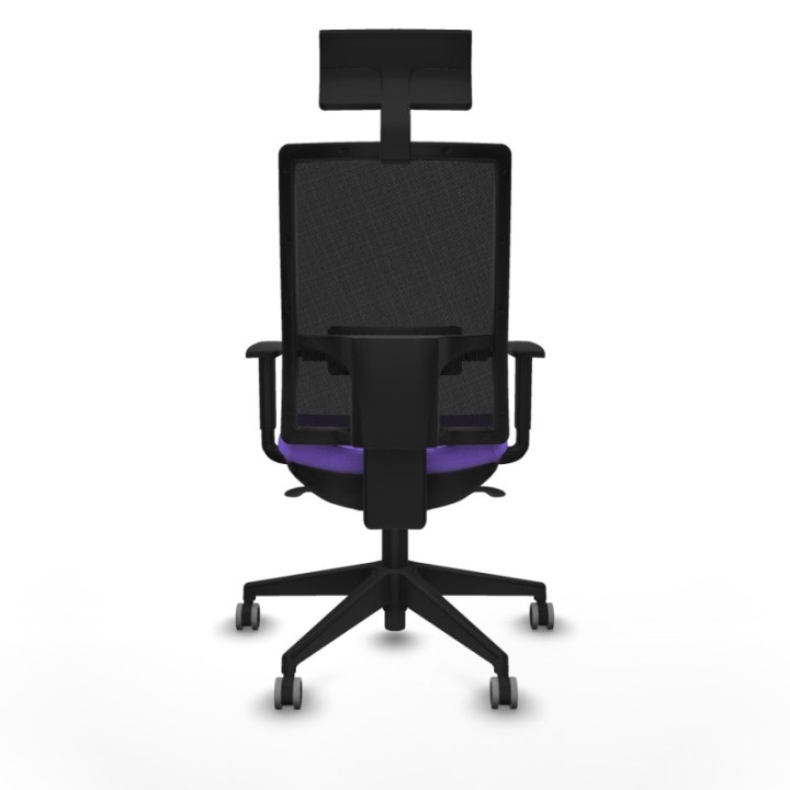 Horna sincro malla negra bali lila brazos 1D base piramidal cabecero fijo ruedas 65mm engomadas