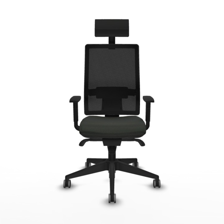 Horna sincro malla negra bali negro brazos 1D base piramidal cabecero fijo ruedas 65mm engomadas