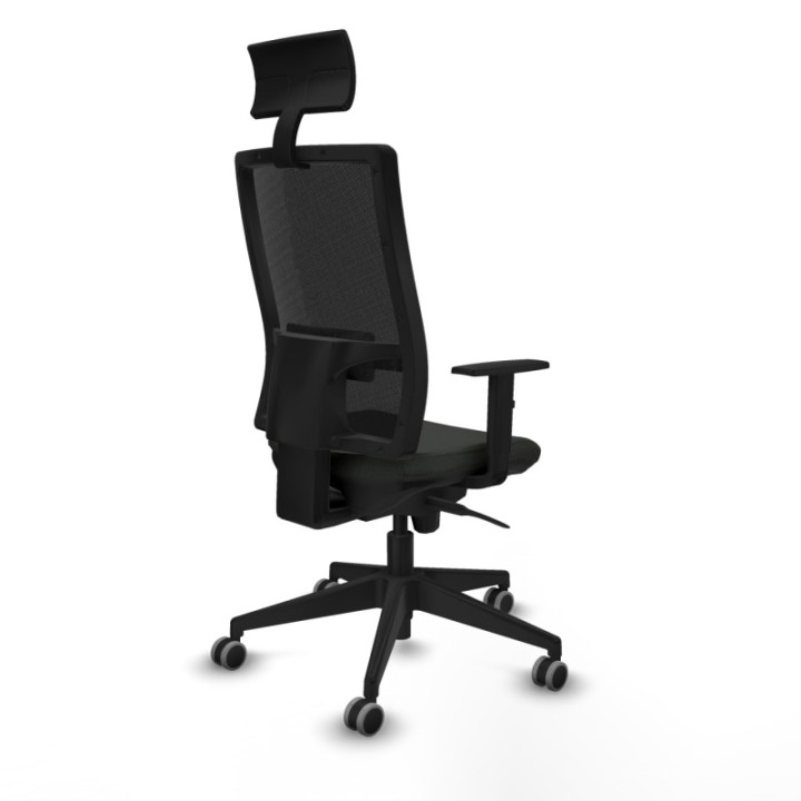 Horna sincro malla negra bali negro brazos 1D base piramidal cabecero fijo ruedas 65mm engomadas