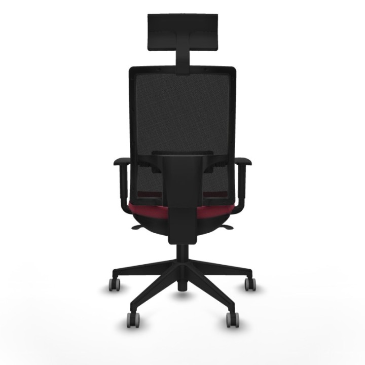 Horna sincro malla negra bali granate brazos 1D base piramidal cabecero fijo ruedas 65mm engomadas