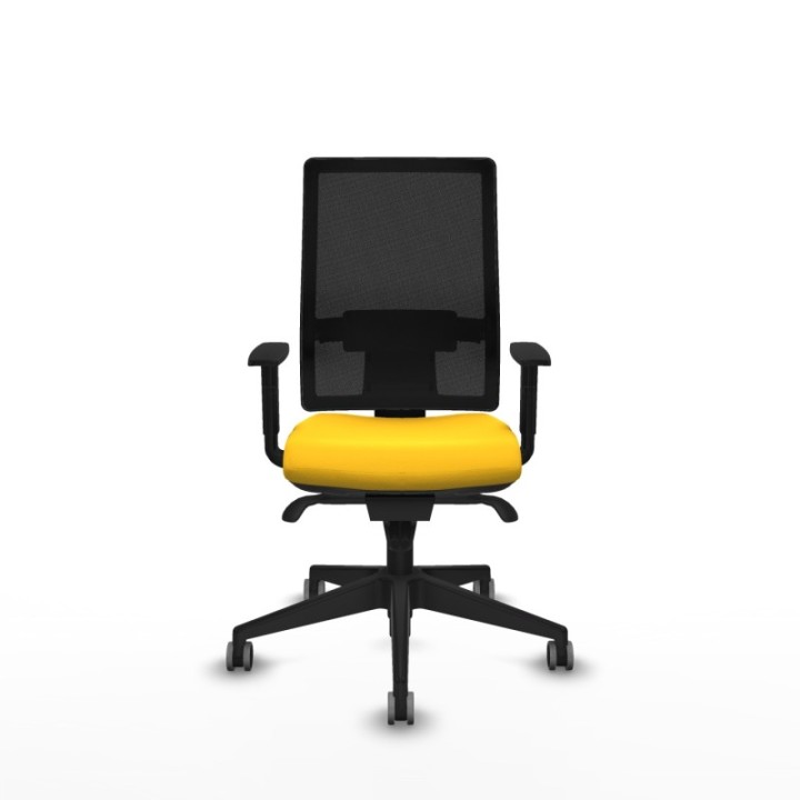 Horna sincro malla negra similpiel amarillo brazos 1D base piramidal  ruedas 65mm engomadas