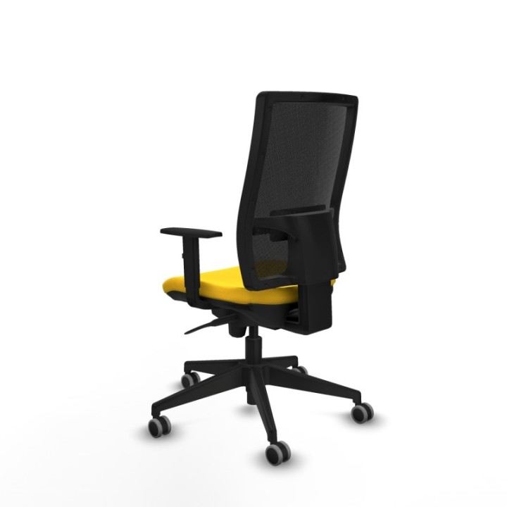 Horna sincro malla negra similpiel amarillo brazos 1D base piramidal  ruedas 65mm engomadas