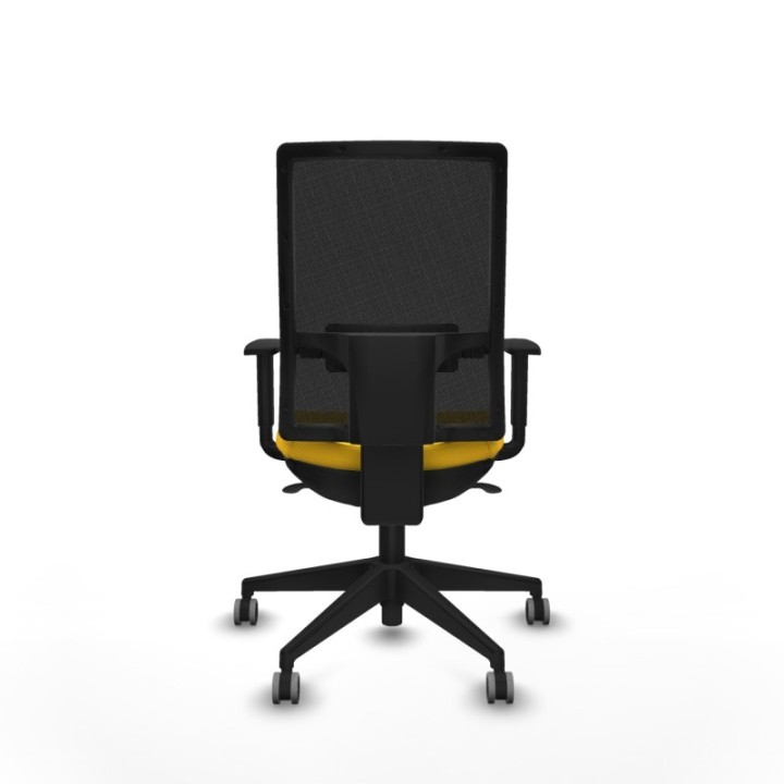 Horna sincro malla negra similpiel amarillo brazos 1D base piramidal  ruedas 65mm engomadas