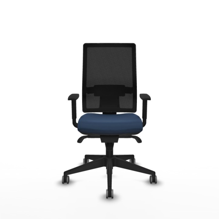 Horna sincro malla negra similpiel azul marino brazos 1D base piramidal  ruedas 65mm engomadas