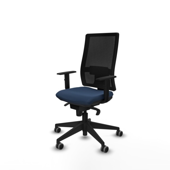 Horna sincro malla negra similpiel azul marino brazos 1D base piramidal  ruedas 65mm engomadas