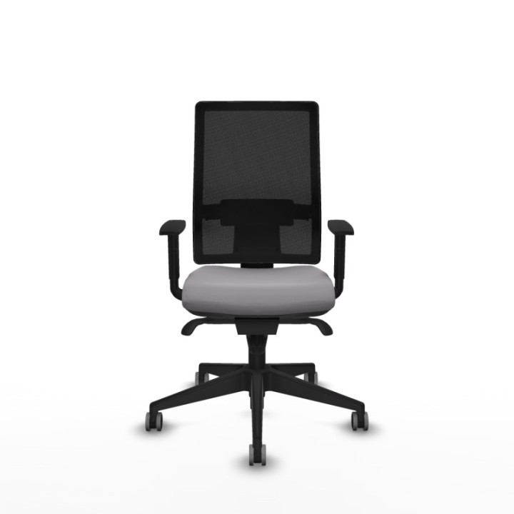 Horna sincro malla negra similpiel gris brazos 1D base piramidal  ruedas 65mm engomadas