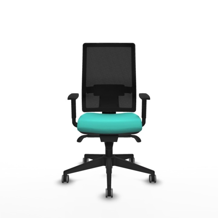 Horna sincro malla negra similpiel turquesa brazos 1D base piramidal  ruedas 65mm engomadas