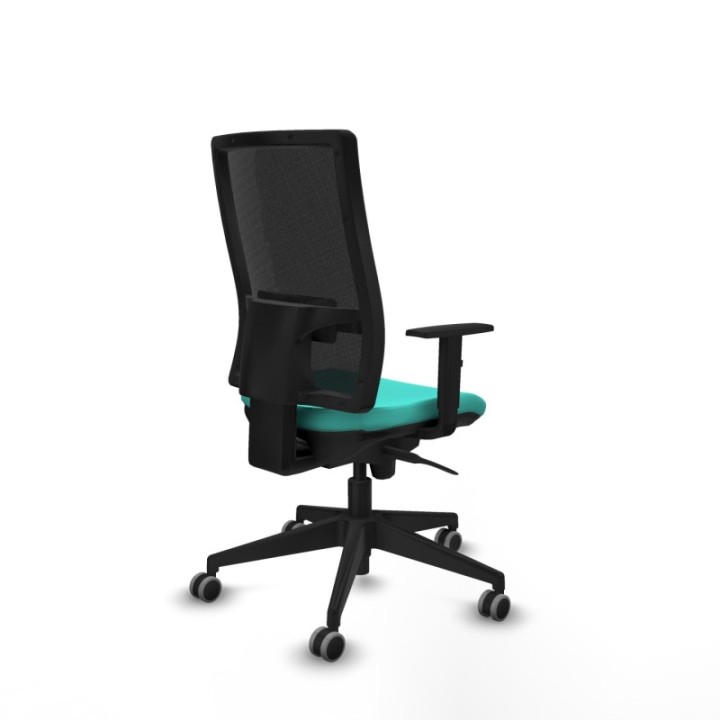 Horna sincro malla negra similpiel turquesa brazos 1D base piramidal  ruedas 65mm engomadas