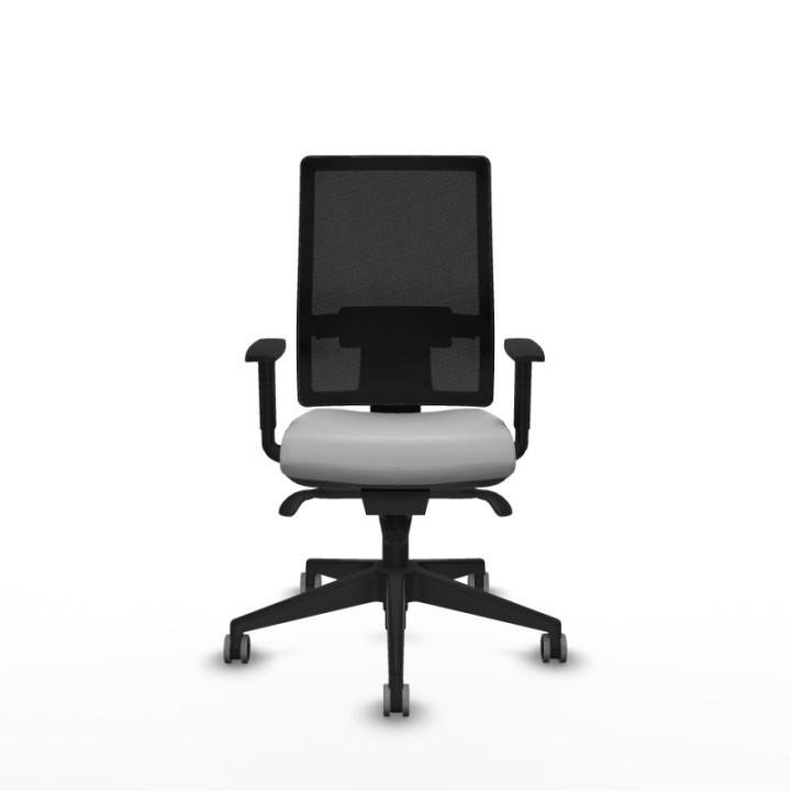 Horna sincro malla negra similpiel gris claro brazos 1D base piramidal  ruedas 65mm engomadas