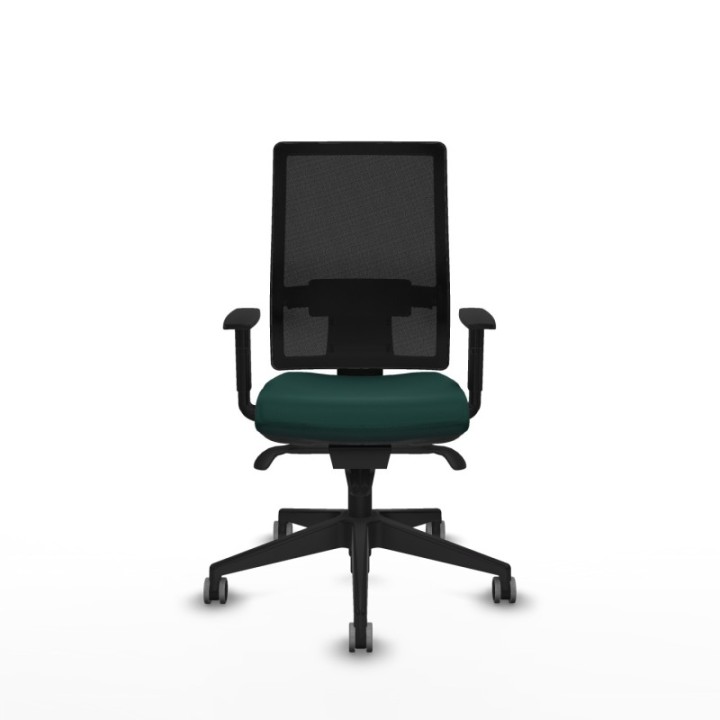 Horna sincro malla negra similpiel verde botella brazos 1D base piramidal  ruedas 65mm engomadas