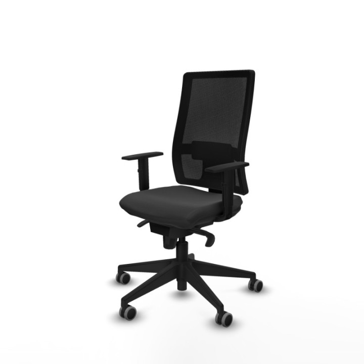 Horna sincro malla negra similpiel gris oscuro brazos 1D base piramidal  ruedas 65mm engomadas