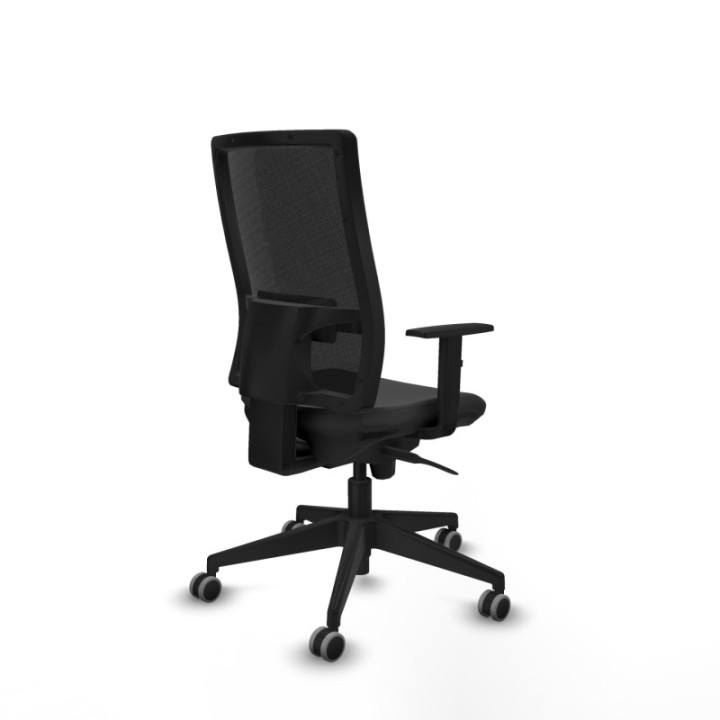 Horna sincro malla negra similpiel gris oscuro brazos 1D base piramidal  ruedas 65mm engomadas